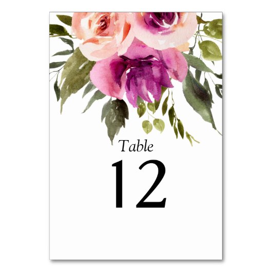 Numéro De Table Fleur Moderne Esperluette Rose Plum Peach & Noir T (Par défaut)