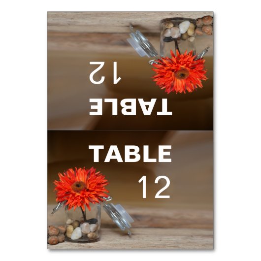 Numéro De Table Fleur orange en pot Mason à plier (Par défaut)