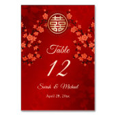 Numéro De Table Fleur Oriental Rouge | Mariage Chinois (Dos)