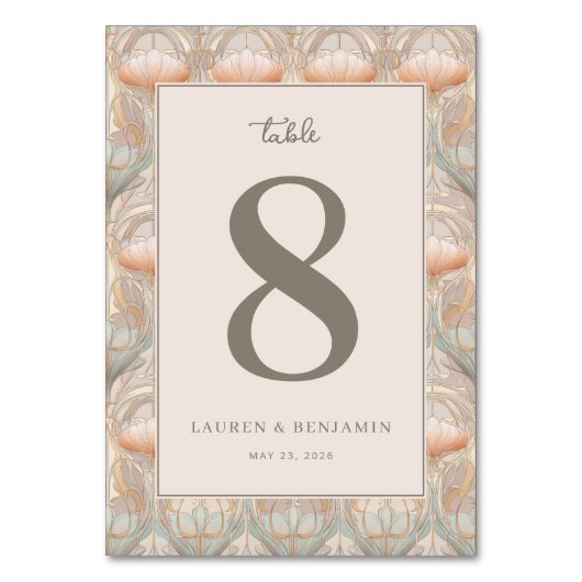 Numéro De Table Fleur pastel élégante (Par défaut)