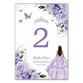 Numéro De Table Fleur pourpre Princesse Argent Quinceañera XV 16 (Par défaut)