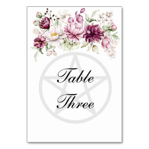 Numéro De Table Fleur Romantique Pentacle de Pivoine Florale