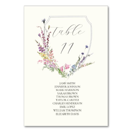 Numéro De Table Fleur sauvage aquarelle (Par défaut)