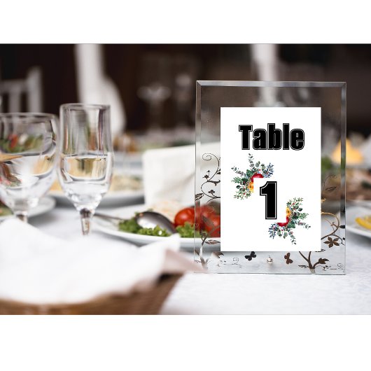 Numéro De Table Fleur sauvage | Aquarelle | Unique