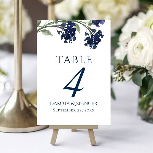 Numéro De Table Fleur sauvage | Bleu classique Fleurs de Jardin Bo
