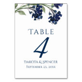 Numéro De Table Fleur sauvage | Bleu classique Fleurs de Jardin Bo (Dos)