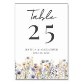 Numéro De Table Fleur sauvage bleu foncé Script Mariage élégant (Par défaut)