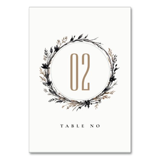 Numéro De Table Fleur sauvage Boho Black Brown Automne Mariage (Dos)