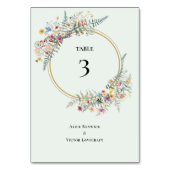 Numéro De Table Fleur sauvage Boho Fern Mint Mariage vert (Dos)