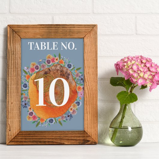 Numéro De Table Fleur sauvage Boho Jardin Bohème Bleu Mariage