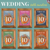 Numéro De Table Fleur sauvage Boho Jardin Bohème Bleu Mariage