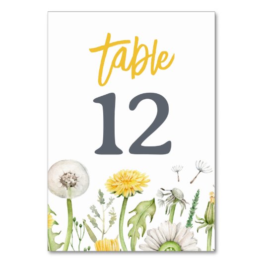 Numéro De Table Fleur sauvage Dandelion Garden Wedding (Par défaut)