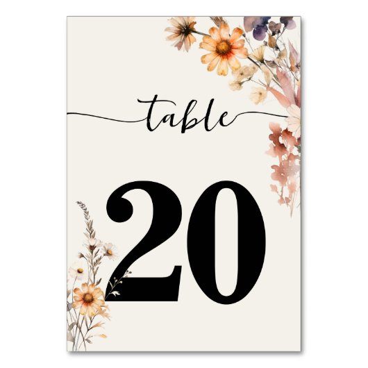 Numéro De Table Fleur sauvage d'automne Boho Mariage Numéro de tab (Par défaut)
