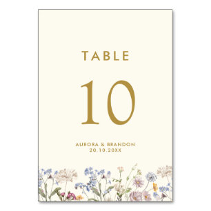 Numéro De Table Fleur sauvage de printemps coloré Meadow Gold Mari