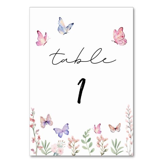 Numéro De Table Fleur sauvage des papillons aquarelle (Par défaut)