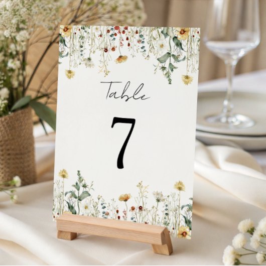 Numéro De Table Fleur sauvage d'été Mariage de terrain