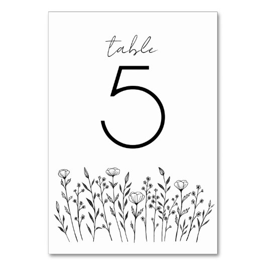 Numéro De Table Fleur sauvage élégant simple Rustique personnalisé (Dos)