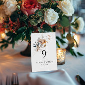 Numéro de table fleur sauvage élégante typographie