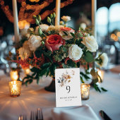Numéro de table fleur sauvage élégante typographie