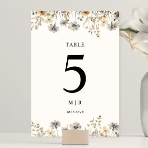 Numéro De Table Fleur sauvage en terre cuite Mariage Floral