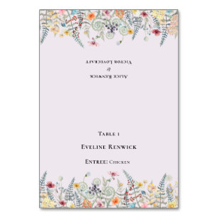 Numéro De Table Fleur sauvage Fern Lavender Menu Plaque pliable