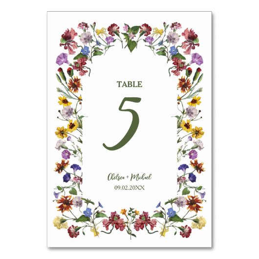 Numéro De Table Fleur sauvage Frame Rustic Boho Mariage (Par défaut)