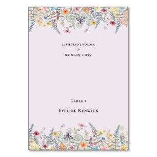 Numéro De Table Fleur sauvage Lavender Mariage Place pliable
