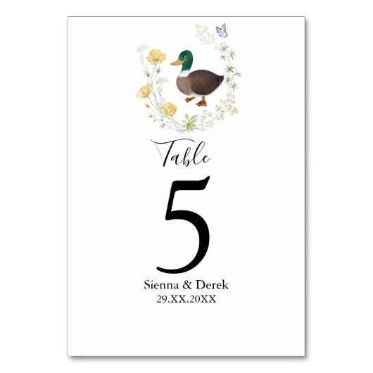 Numéro De Table Fleur sauvage Mallard Duck Mariage (Par défaut)