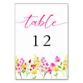 Numéro De Table Fleur sauvage Mariage Floral Tableau Numéro script (Dos)