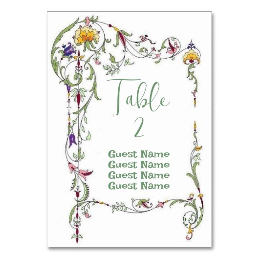 Numéro De Table Fleur sauvage Mariage Rustique Pays Fleurs sauvage (Dos)