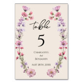 Numéro De Table Fleur sauvage moderne Mariage beige (Dos)