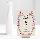 Numéro De Table Fleur sauvage moderne Mariage beige