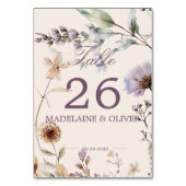 Numéro De Table Fleur sauvage Moderne Mariage Élégant Script (Dos)