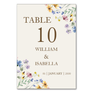 Numéro De Table Fleur sauvage pastel beige
