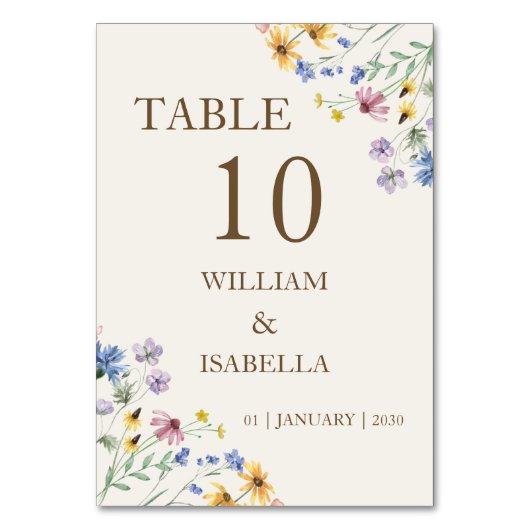 Numéro De Table Fleur sauvage pastel beige (Par défaut)