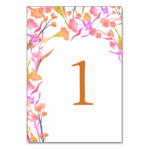 Numéro De Table Fleur sauvage rose et orange