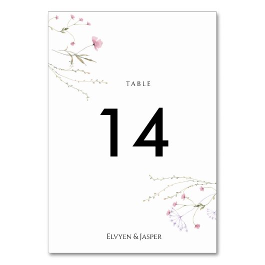 Numéro De Table Fleur sauvage rose florale moderne (Par défaut)