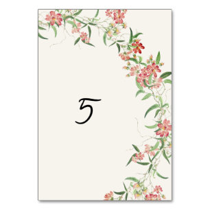 Numéro De Table Fleur sauvage rose Rose Spring Garland Mariage