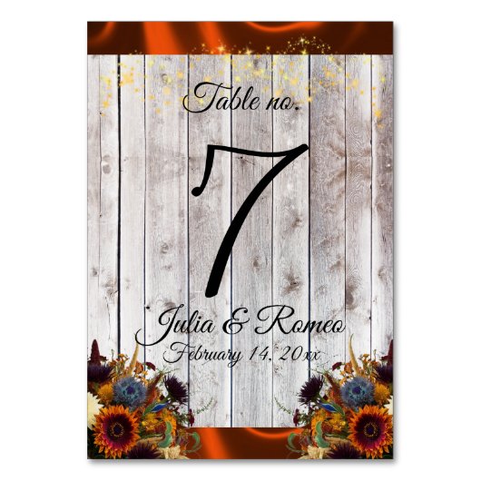 Numéro De Table Fleur sauvage, ruban et lumières - Cuivre (Dos)