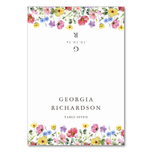 Numéro De Table Fleur sauvage Rustic Chic Mariage Boho Place Card (Par défaut)