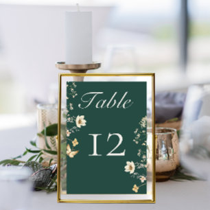 Numéro De Table Fleur sauvage rustique Frame Emerald Mariage vert