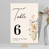 Numéro De Table Fleur sauvage rustique Script Boho Mariage 