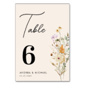 Numéro De Table Fleur sauvage rustique Script Boho Mariage (Dos)