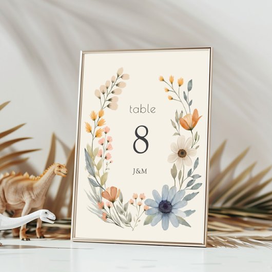 Numéro De Table Fleur sauvage rustique Wreath Garden Mariage
