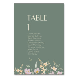 Numéro de table fleur sauvage Sage Deco avec invit