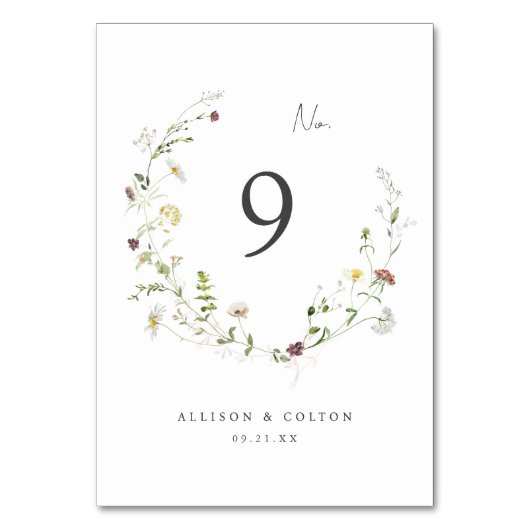 Numéro De Table Fleur sauvage Sage Green Rustic Boho Mariage (Dos)