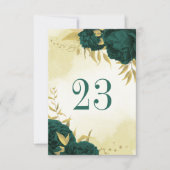 Numéro de table fleurie en or vert émeraude (Devant)