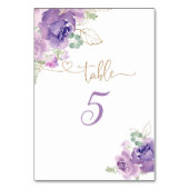 Numéro de table fleurie en or violet (Dos)
