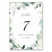 Numéro De Table Fleurs à feuillage persistant et coton Mariage élé (Par défaut)