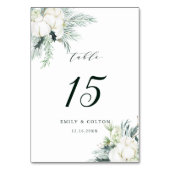 Numéro De Table Fleurs à feuillage persistant et coton Mariage élé (Par défaut)